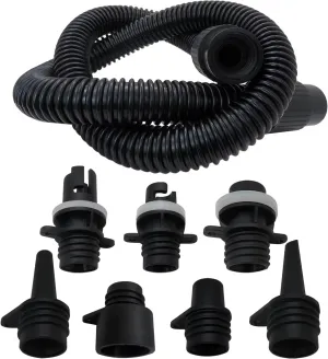 New Paddle Board Pump Adapter Hose Sup Pump Adaptor Kit w/ 7 Air Valve Nozzles and 3.3 Ft Hose for Most Electric Air Pumps-0.8inch Mounting Port Size