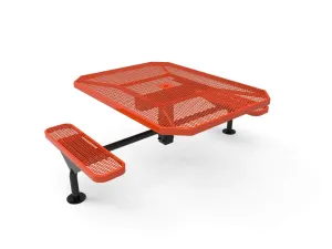 Octagon Nexus Pedestal Picnic Table with 2 ADA Seats - Diamond Pattern - 46 In.