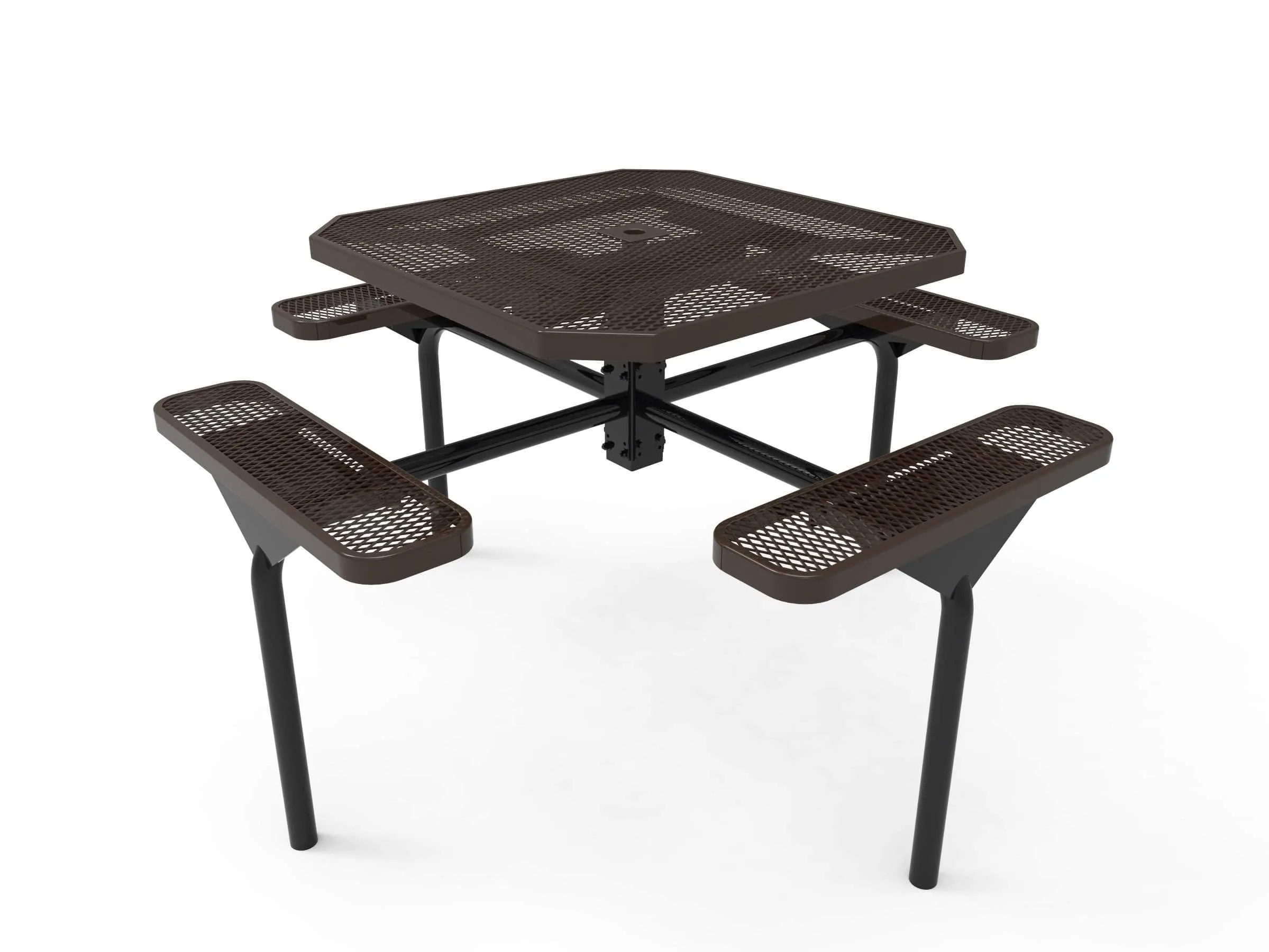 Octagon Nexus Pedestal Picnic Table with 4 Seats - Diamond Pattern - 46 In.