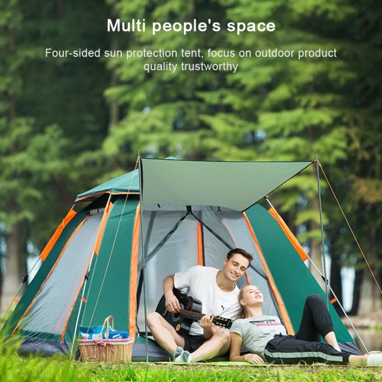 Outdoor 3-4 People Beach Thickening Rainproof Automatic Speed Open Four-sided Camping Tent, Style:Automatic Vinyl(Dark Green)