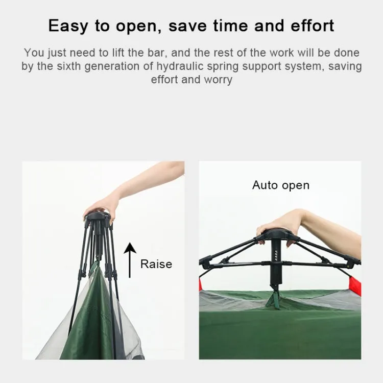 Outdoor 3-4 People Beach Thickening Rainproof Automatic Speed Open Four-sided Camping Tent, Style:Automatic Vinyl(Dark Green)