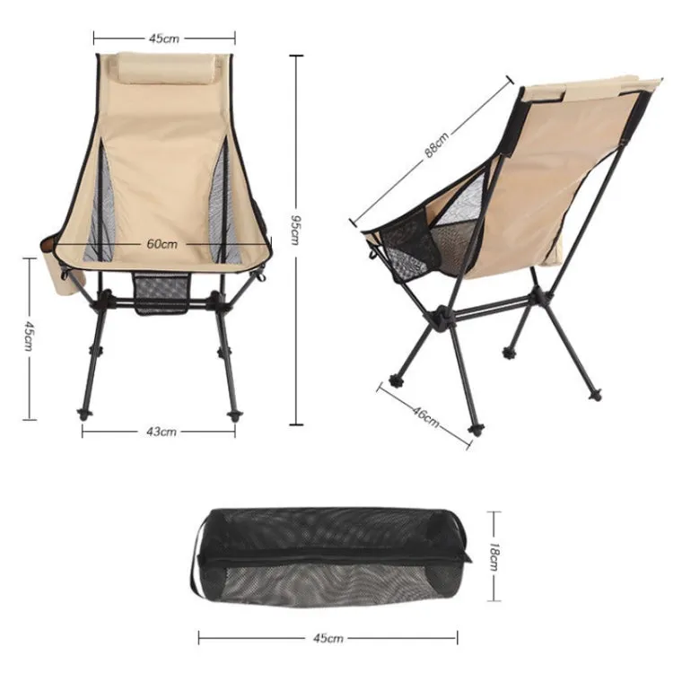 Outdoor Camping Aluminum Alloy Portable Folding Beach Chair, Colour: Without Pocket (Dark Gray)