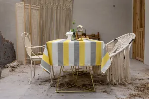 Rectangular Tablecloth Yellow Stripe Cotton Linen Dustproof Tablecloth