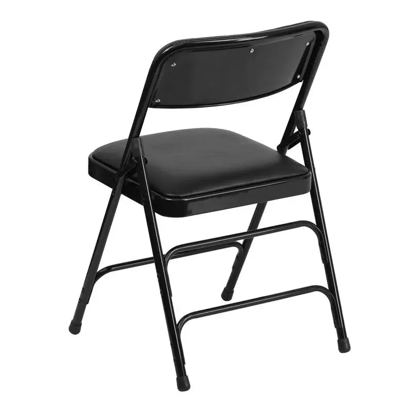 Rivera Metal Folding Chair, Black Vinyl Seat/Back, 1'' Foam