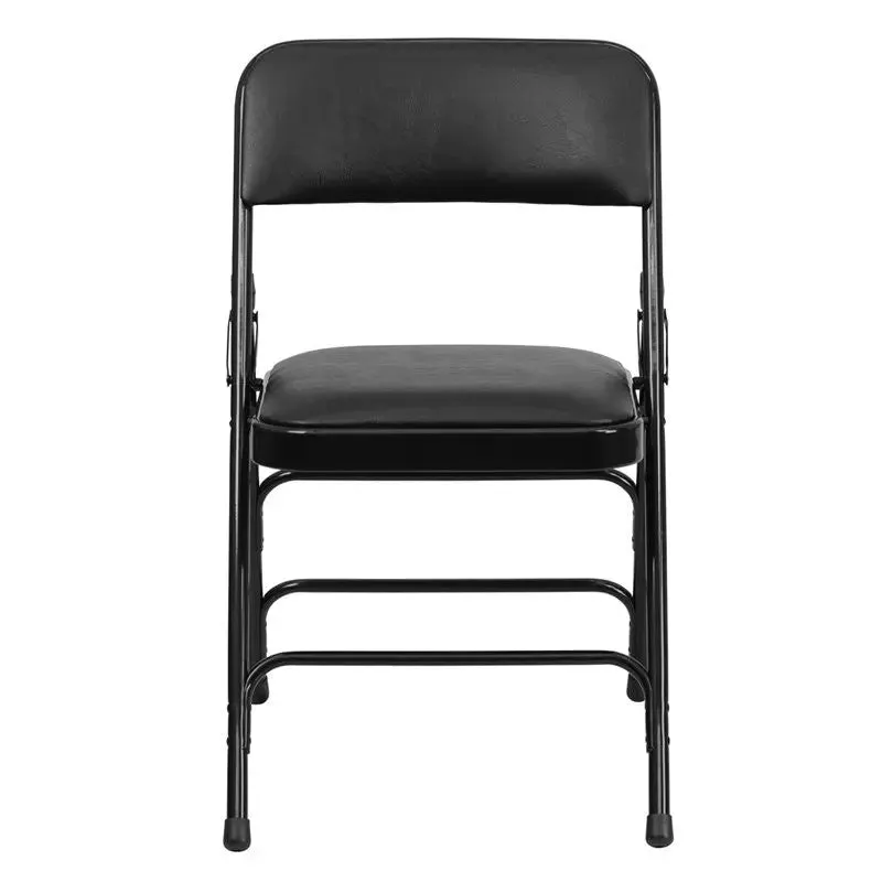 Rivera Metal Folding Chair, Black Vinyl Seat/Back, 1'' Foam