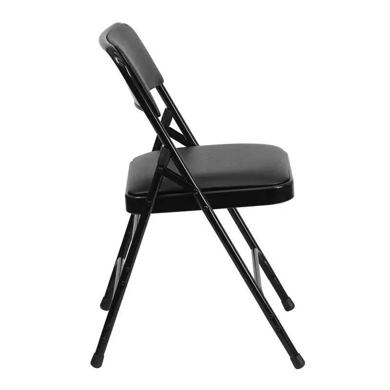 Rivera Metal Folding Chair, Black Vinyl Seat/Back, 1'' Foam