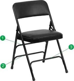 Rivera Metal Folding Chair, Black Vinyl Seat/Back, 1'' Foam