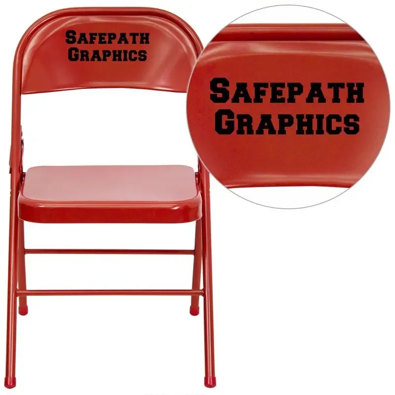 Rivera Personalized Metal Folding Chair, Red