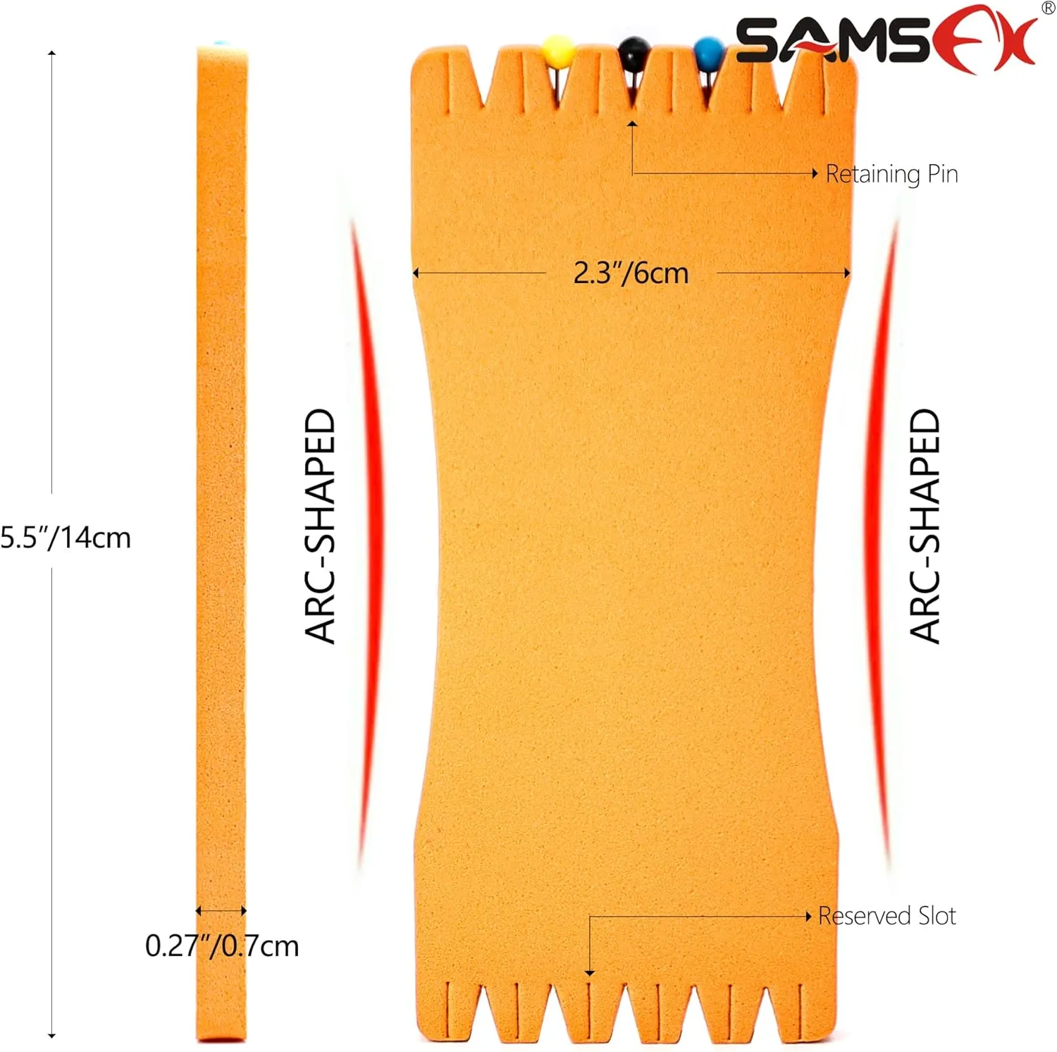SAMSFX Fishing Leader Line Holder Foam Board Snelled Hook Keeper with Retaining Pins Accessories Pack of 10