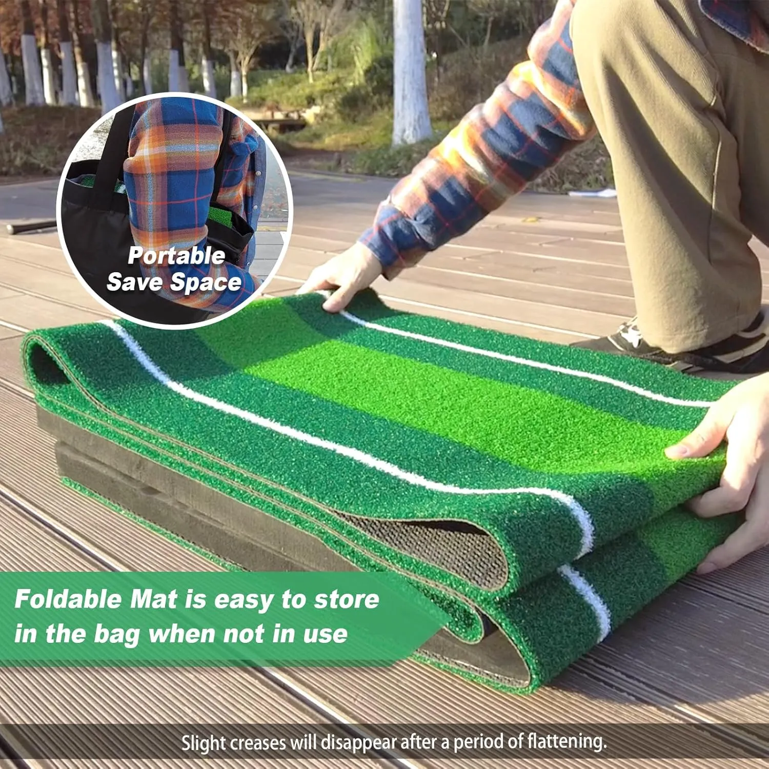 SENSECLUB Indoor Putting Green, Foldable Putting Mat Golf Pong Game Set, Golf Gifts for Men with Ball-Collect System