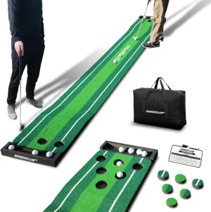 SENSECLUB Indoor Putting Green, Foldable Putting Mat Golf Pong Game Set, Golf Gifts for Men with Ball-Collect System