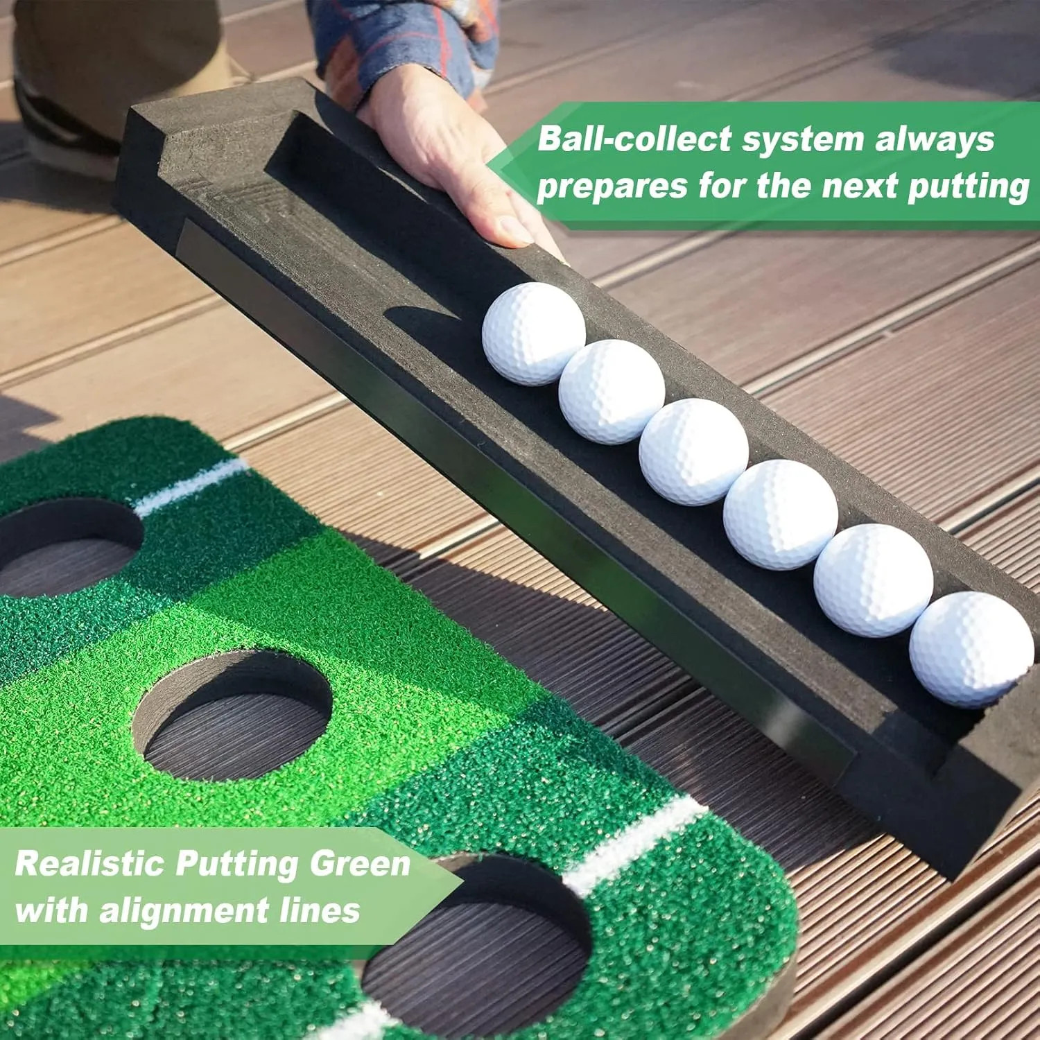 SENSECLUB Indoor Putting Green, Foldable Putting Mat Golf Pong Game Set, Golf Gifts for Men with Ball-Collect System
