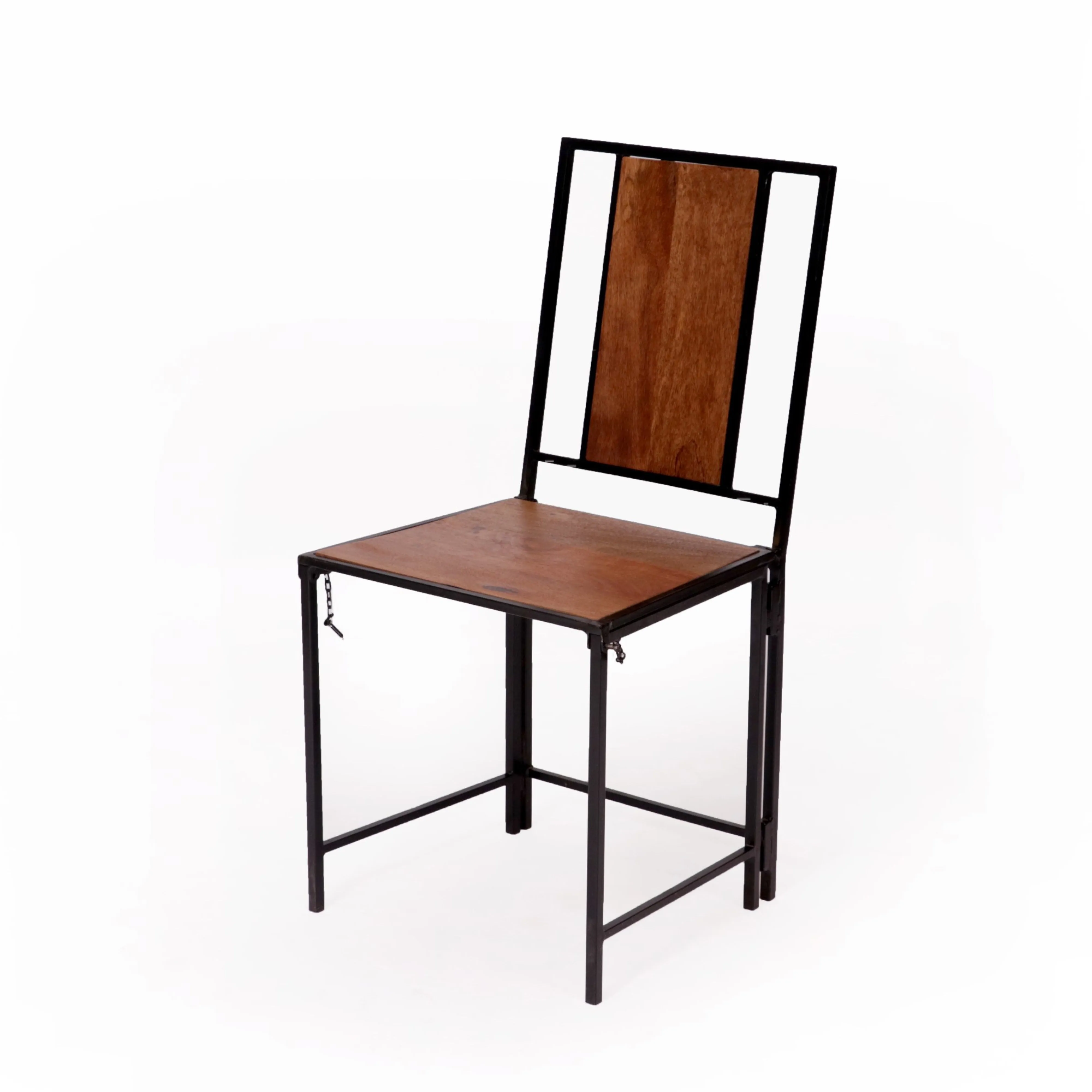 (Set of 2) Black Wooden Metallic Dinning Folding Chair