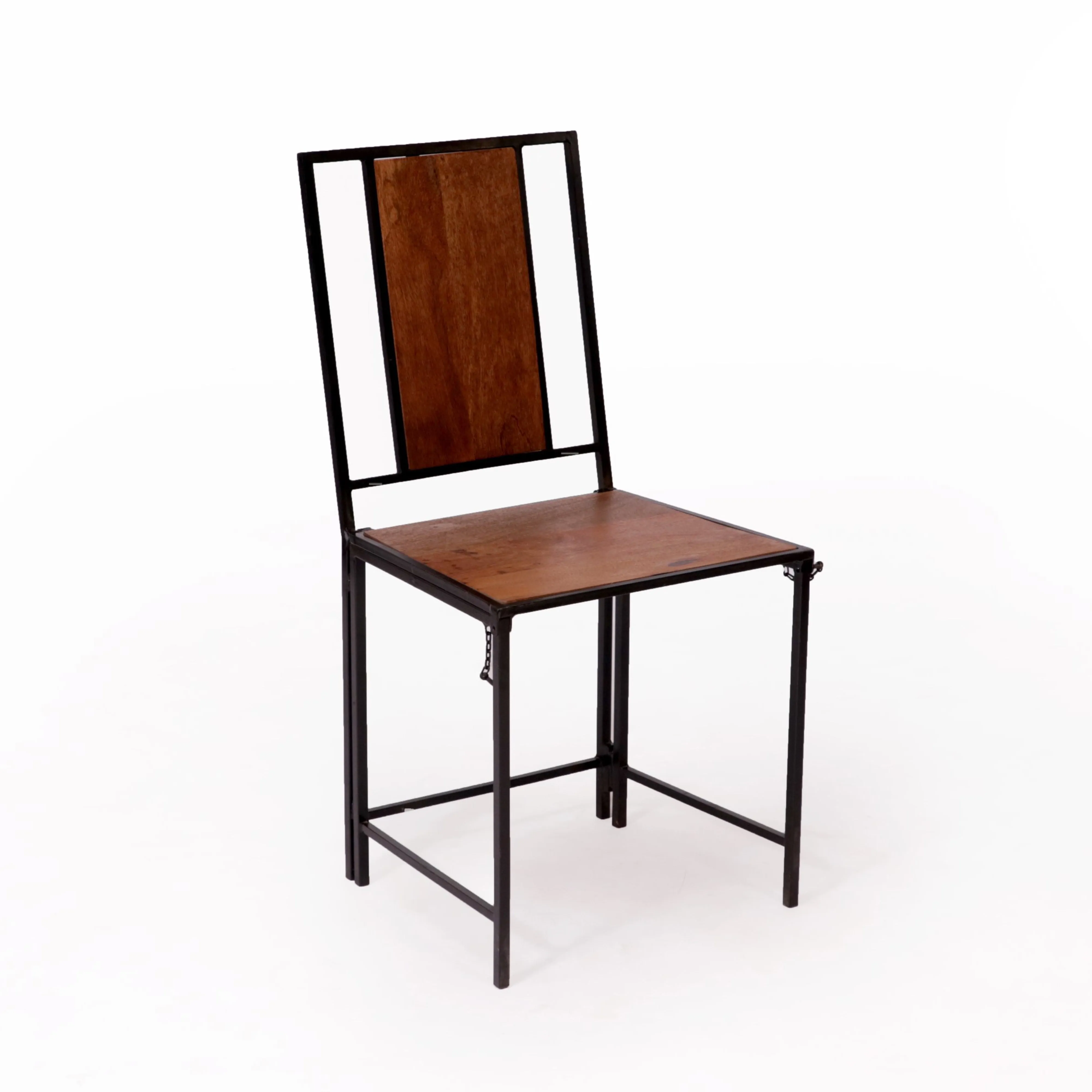 (Set of 2) Black Wooden Metallic Dinning Folding Chair