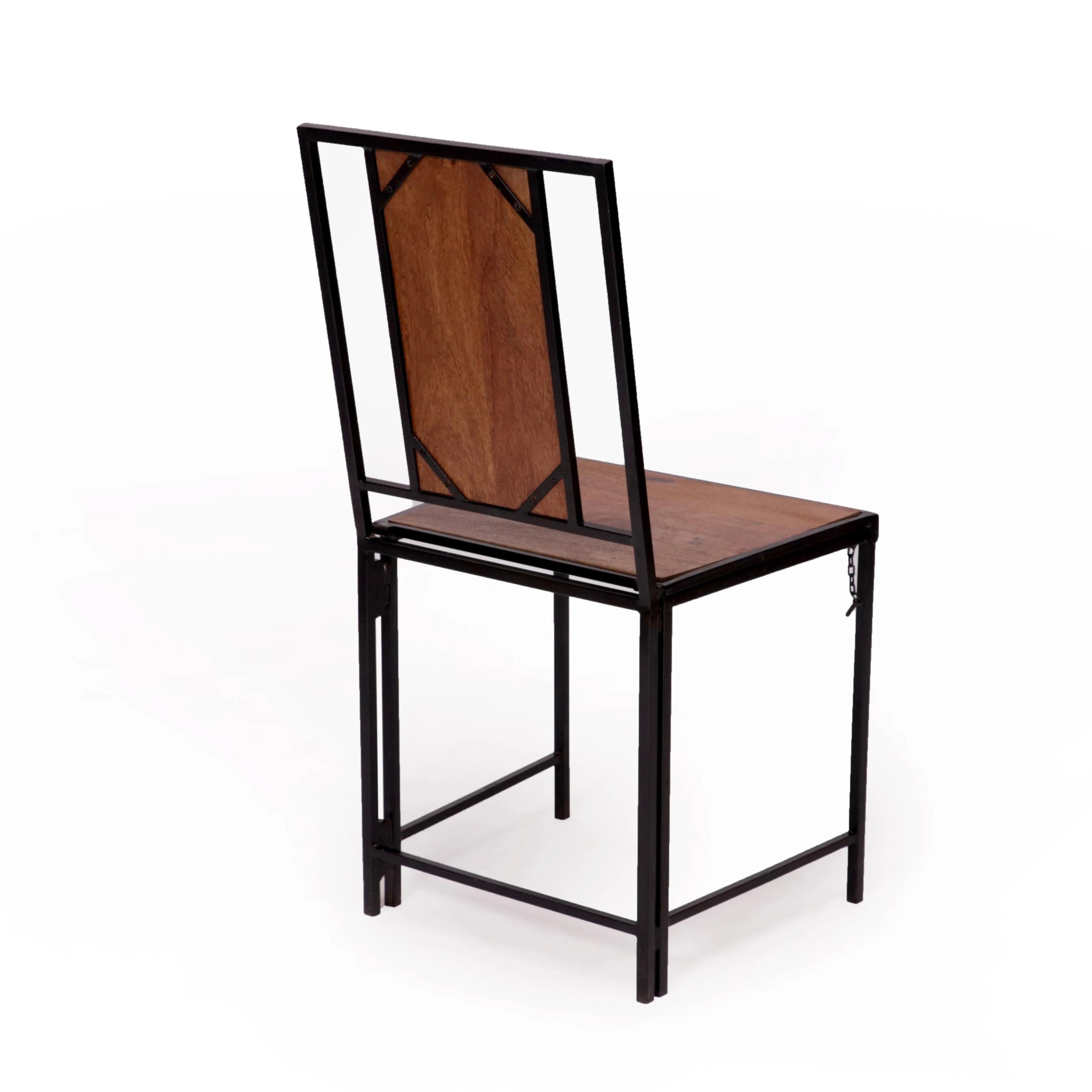 (Set of 2) Black Wooden Metallic Dinning Folding Chair