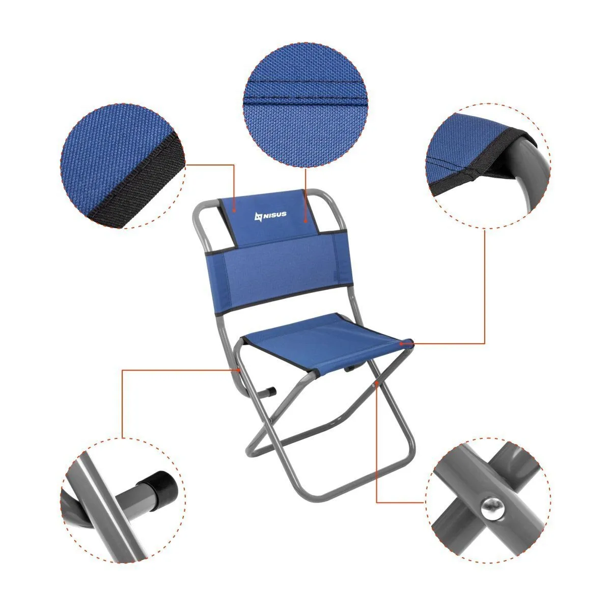 Set of Four Compact Outdoor Portable Folding Tourist Chairs