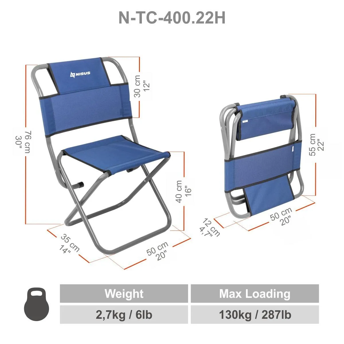 Set of Four Compact Outdoor Portable Folding Tourist Chairs