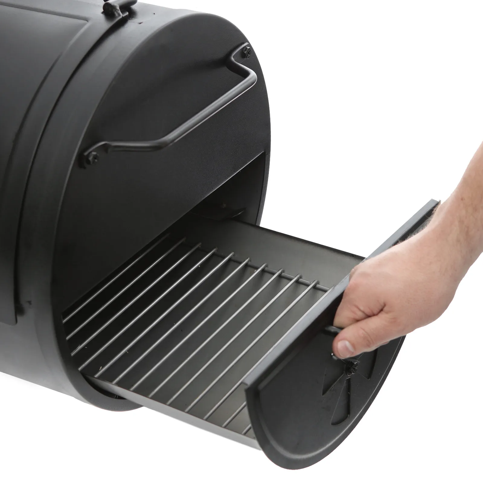 Side Fire Box/Table Top Grill Charcoal Grill, Metal Handle