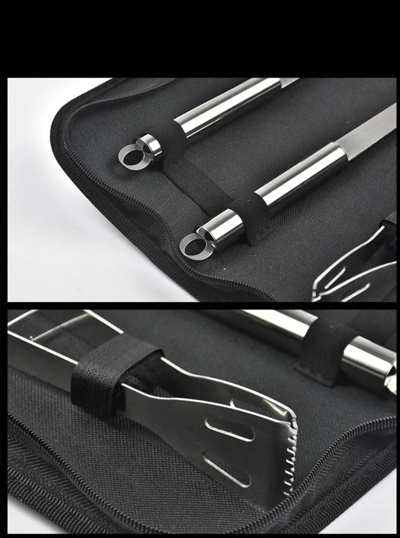 Stainless Steel Grill Bbq Barbecue Tool Set 3,5 and 7 pcs Outdoor Combination Barbecue Camping Supplies.