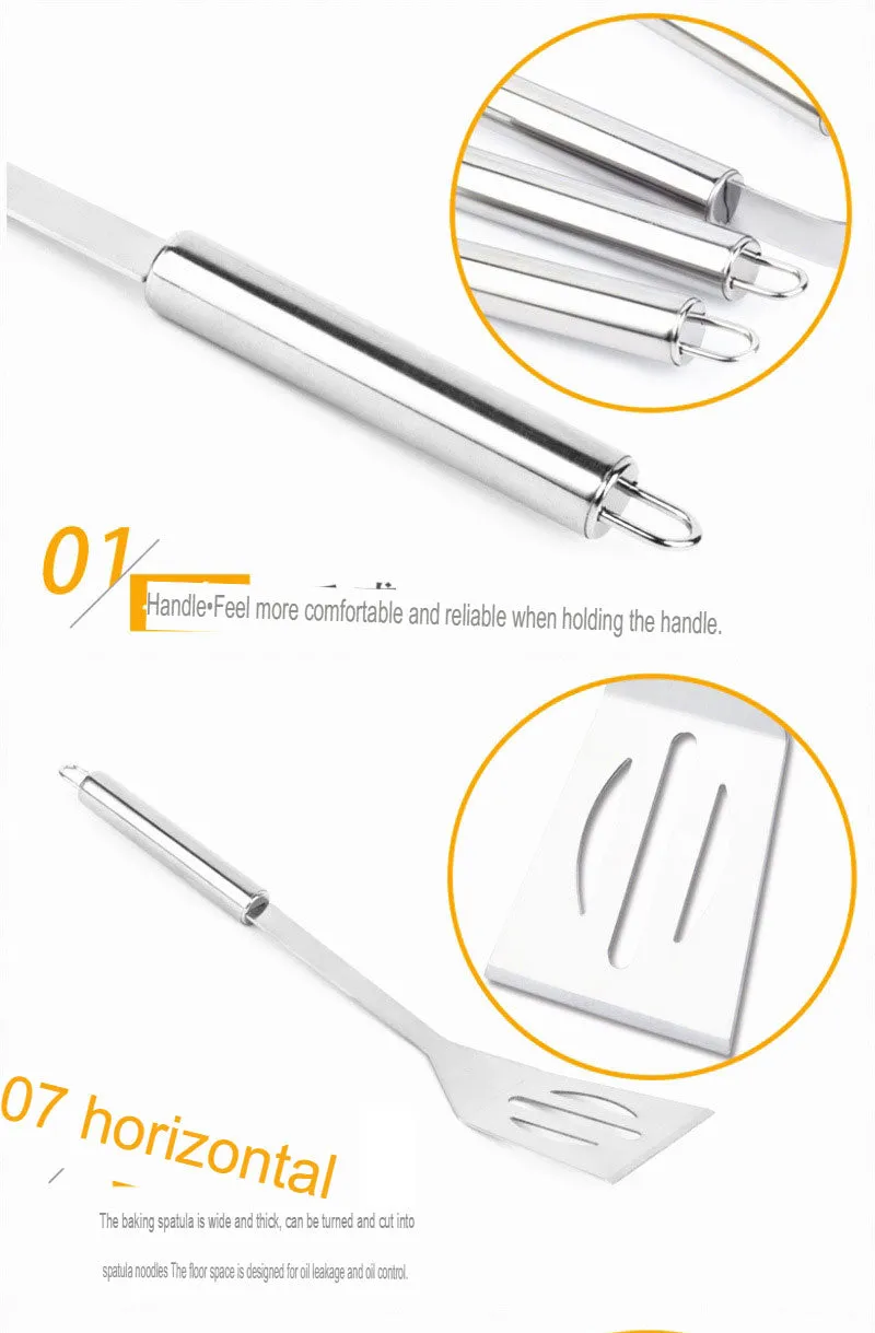 Stainless Steel Grill Bbq Barbecue Tool Set 3,5 and 7 pcs Outdoor Combination Barbecue Camping Supplies.