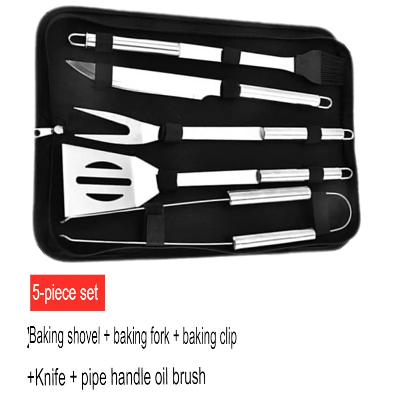Stainless Steel Grill Bbq Barbecue Tool Set 3,5 and 7 pcs Outdoor Combination Barbecue Camping Supplies.