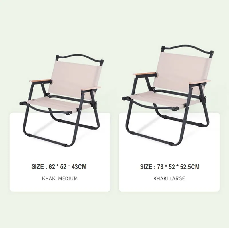 STAR WORK Alloy Steel Portable Foldable Chair Outdoor Furniture Compact Chair Aluminum With Armrests For Travel Camping/Fishing Picnic/Ultralight Low Beach Concert Camping Folding Chair Khakhi, Medium