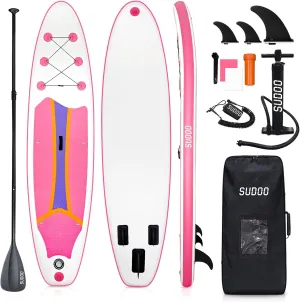 SUDOO 10FT Ultra-Light Inflatable SUP | 10'30'' Compact Design | Non-Slip EVA Deck | Stable for Youth & Adults | Full SUP Accessories Set (Paddle, Leash, Pump)