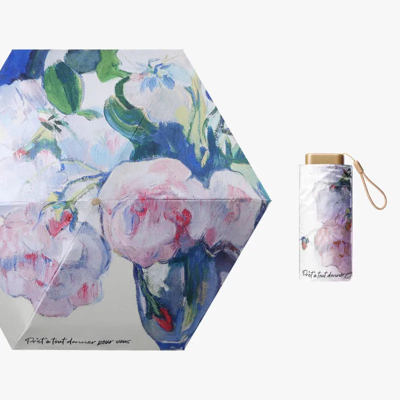 Sun protection and UV protection sun umbrella 60% off flat mini portable sunshade umbrella for both rain and shine