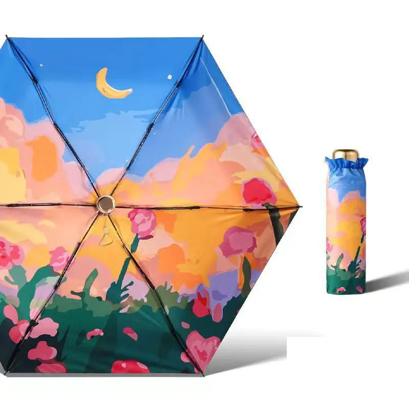 Sun protection and UV protection sun umbrella 60% off flat mini portable sunshade umbrella for both rain and shine