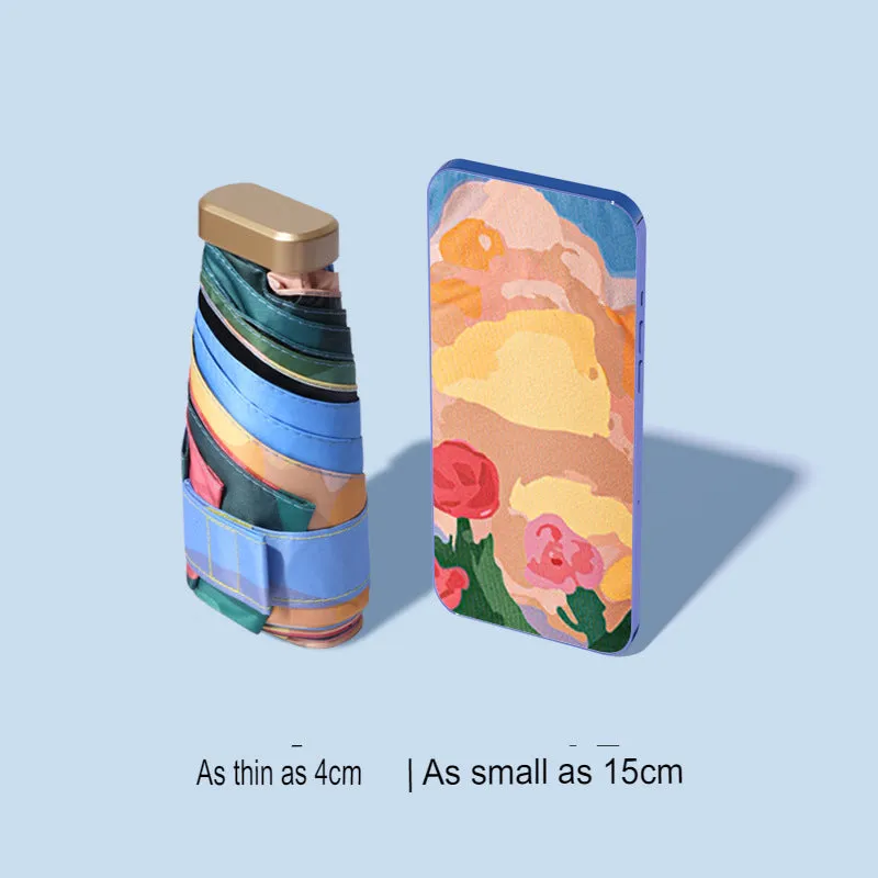 Sun protection and UV protection sun umbrella 60% off flat mini portable sunshade umbrella for both rain and shine