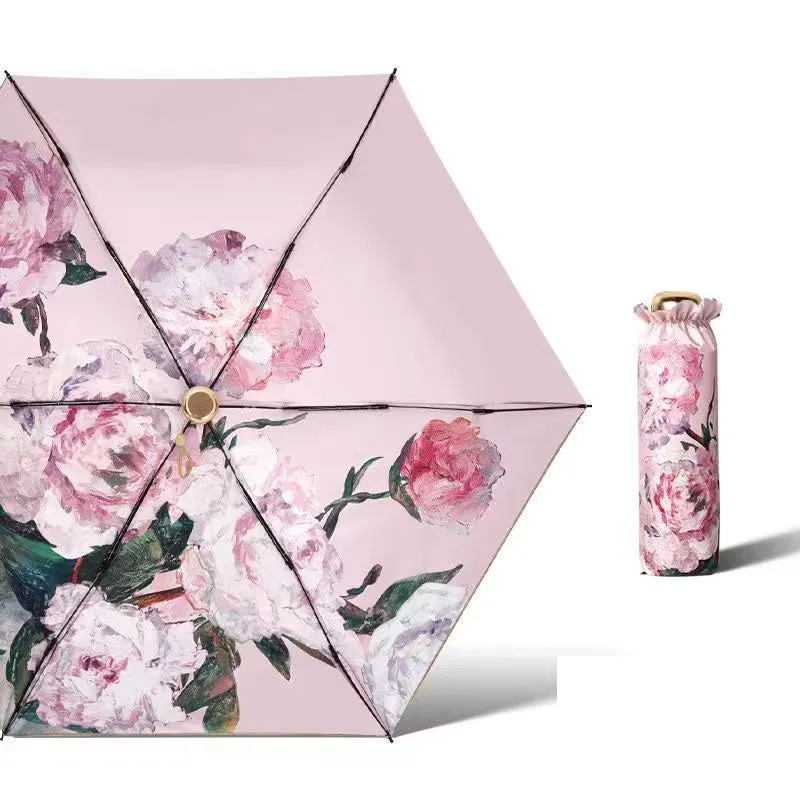 Sun protection and UV protection sun umbrella 60% off flat mini portable sunshade umbrella for both rain and shine