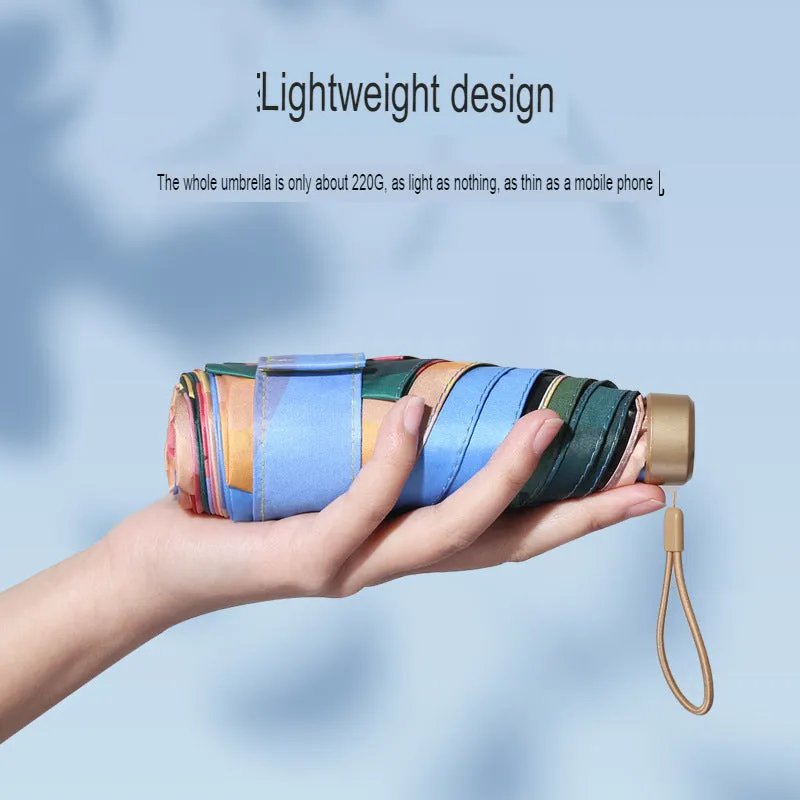 Sun protection and UV protection sun umbrella 60% off flat mini portable sunshade umbrella for both rain and shine