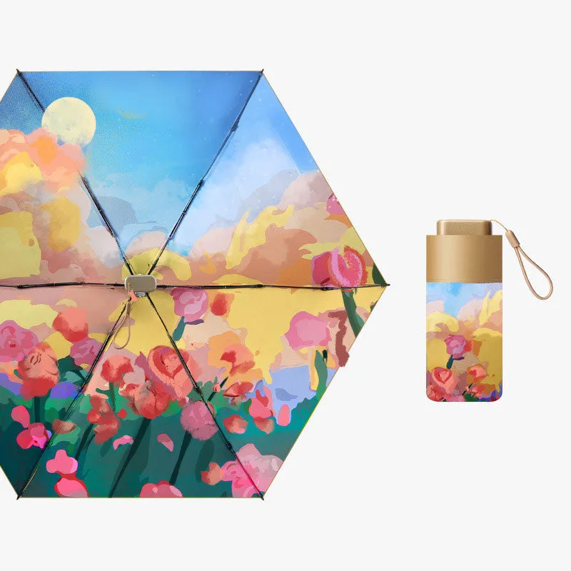 Sun protection and UV protection sun umbrella 60% off flat mini portable sunshade umbrella for both rain and shine