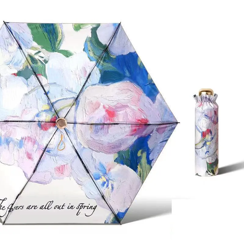 Sun protection and UV protection sun umbrella 60% off flat mini portable sunshade umbrella for both rain and shine