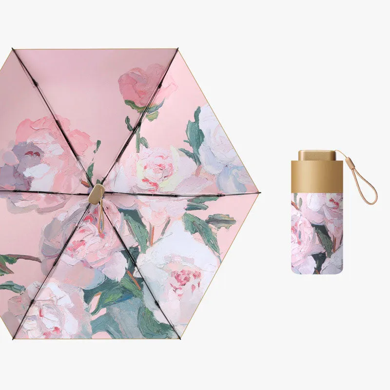 Sun protection and UV protection sun umbrella 60% off flat mini portable sunshade umbrella for both rain and shine