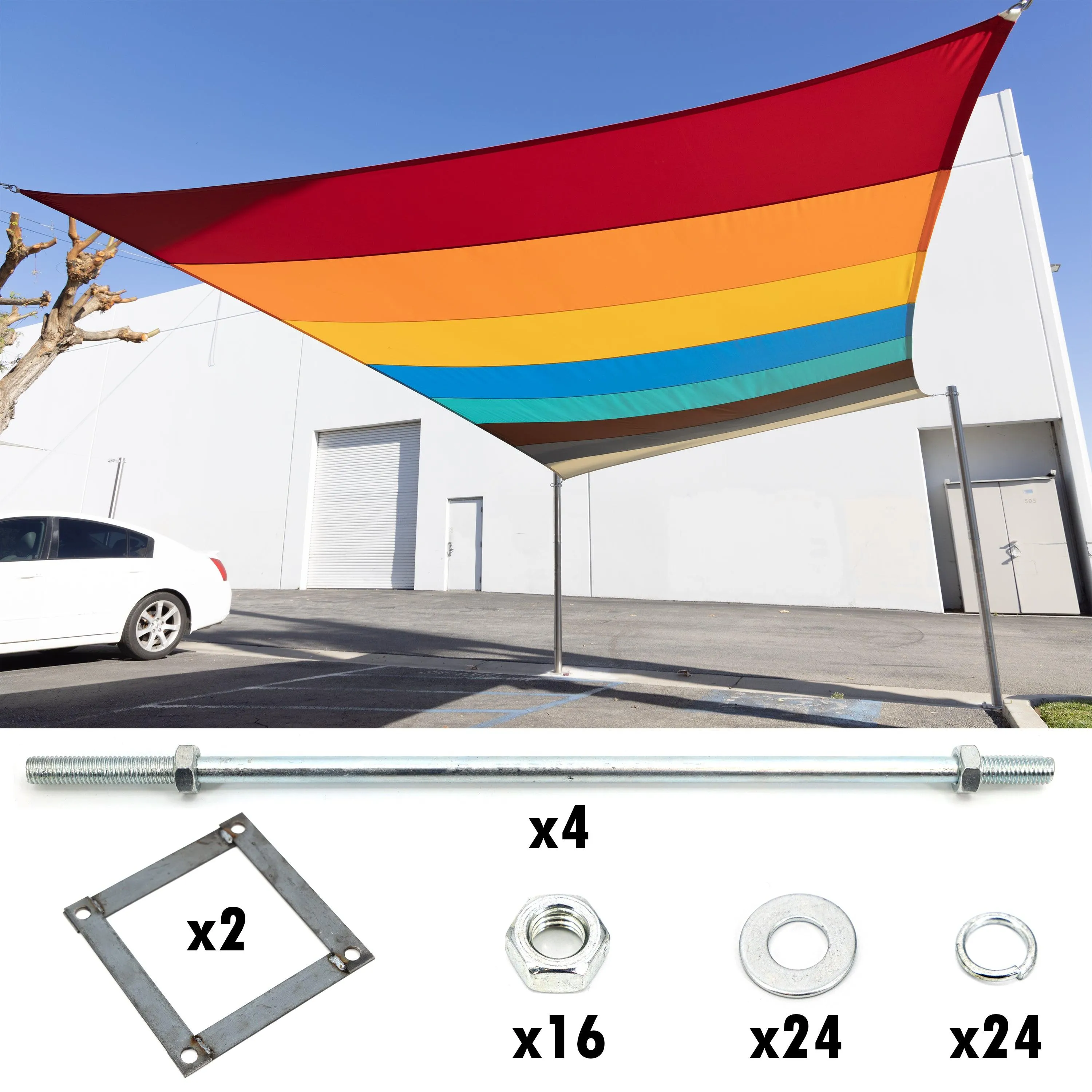 Sun Shade Sail Impact Resistant Stainless Steel Pole / Installation Hardware