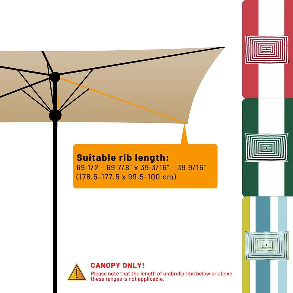 TheLAShop 10'x6.5' 6-Rib Patio Rectangular Umbrella Replacement Canopy