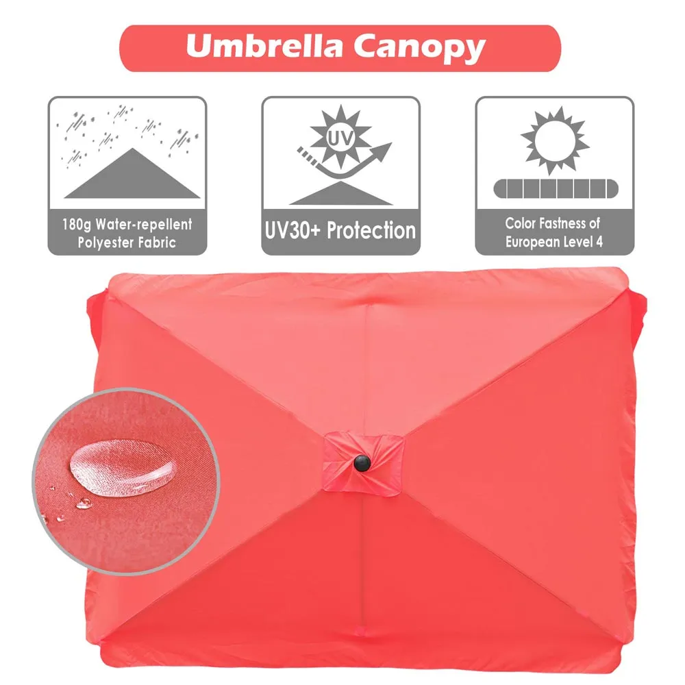 TheLAShop 10'x6.5' 6-Rib Patio Rectangular Umbrella Replacement Canopy