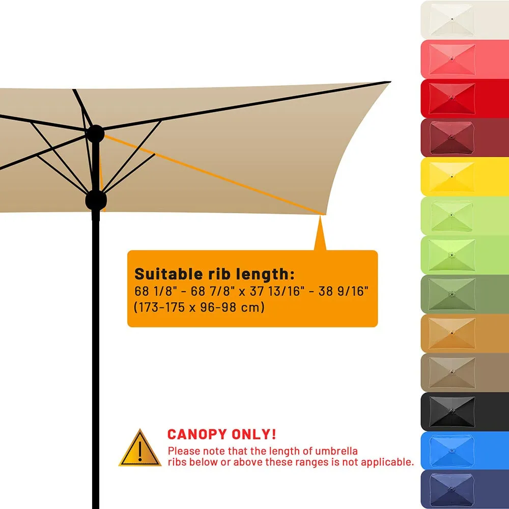 TheLAShop 10'x6.5' 6-Rib Patio Rectangular Umbrella Replacement Canopy