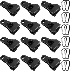 Upgrade Large Tarp Clips Heavy Duty Lock Grip - Total 24 PCs Tarp Clamps Thumb Screw Tent Fasteners with Carabiner for Camping Awnings Caravan Canopies Car Truck Swimming Pool Boat Cover Clips
