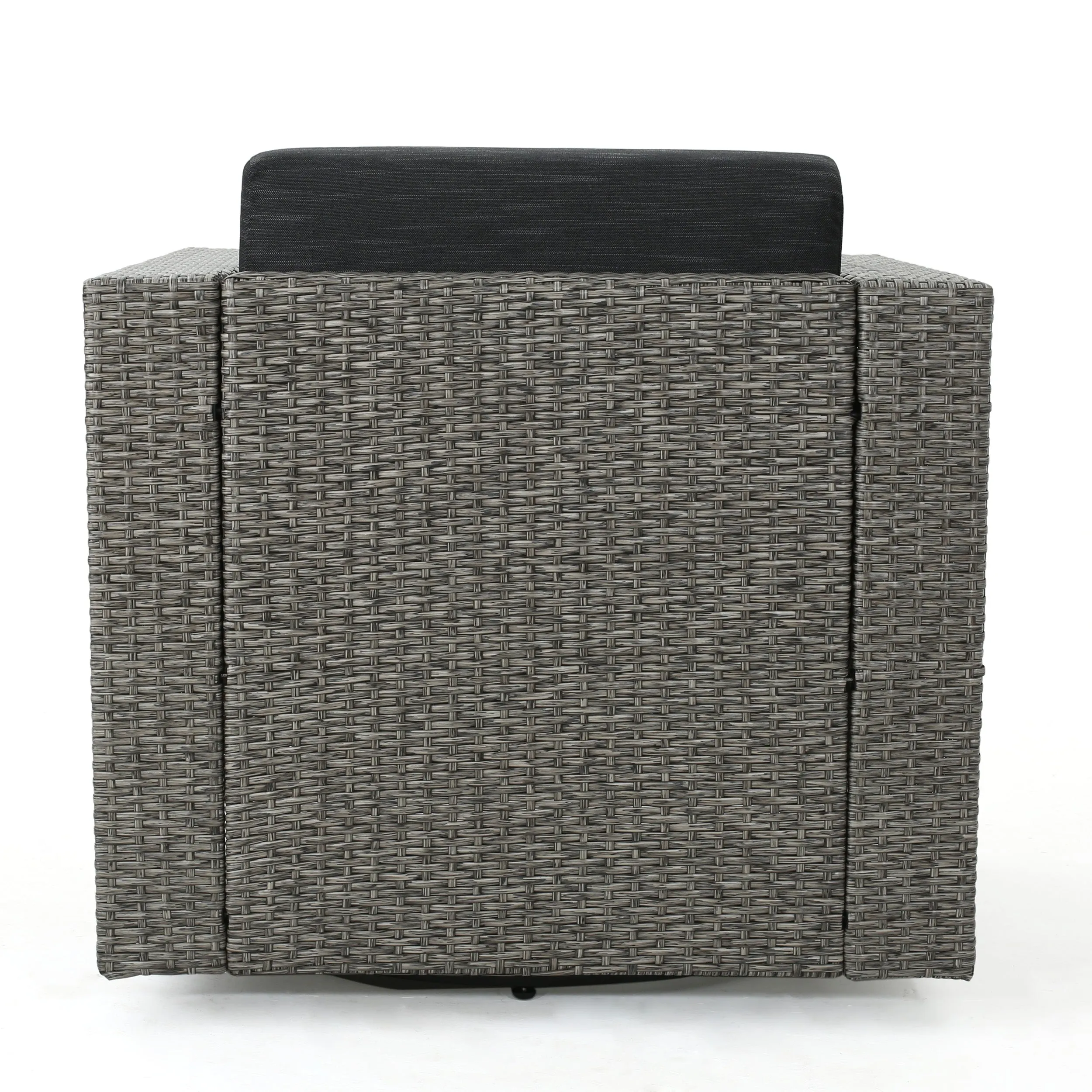 Venice Outdoor 5 Piece Chat Set with Mixed Black Wicker Chairs and Fire Pit