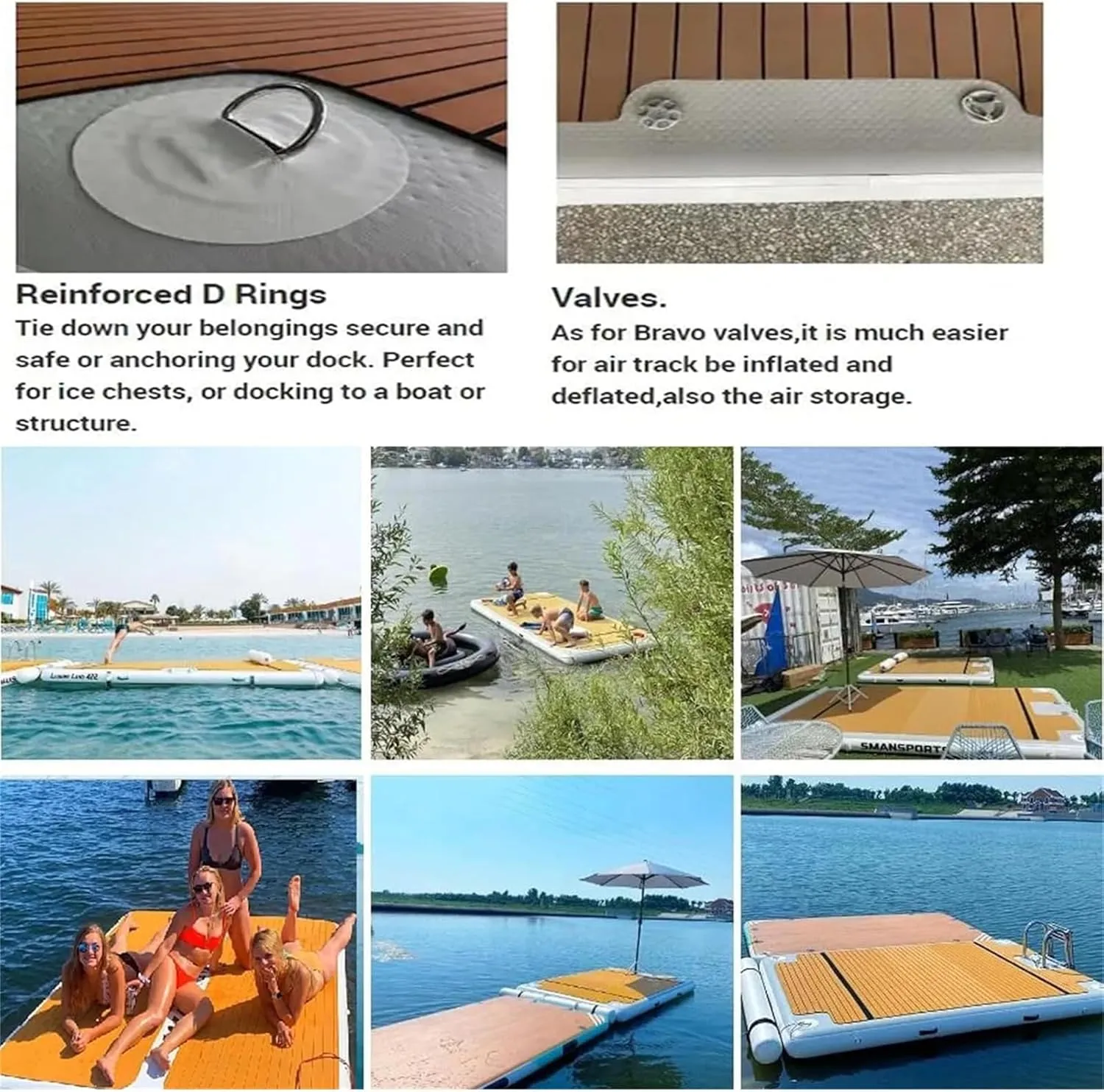 Water Fishing Floating Platform Leisure Pontoon, Inflatable Dock Island Raft Water Dock Mat, Swimming Pool Yacht Sailboat Inflatable Bed,2.5 * 3m/8.2 * 9.8ft
