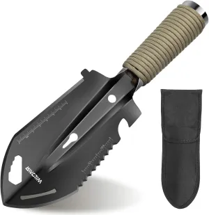 WILDAIR Camping Shovel Multifunctional 7 in 1 Survival Multitool Small Survival Shovel for Camping Tactical Shovel (Black)