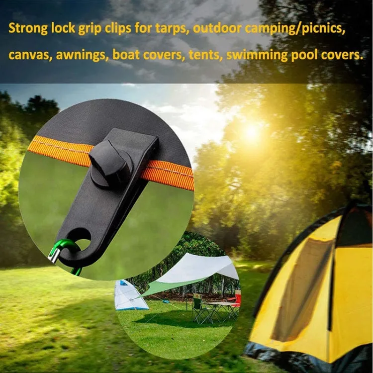 Windproof Canopy Fixed Tent Clip Rope Buckle Set 10 Clips 10 Black Ropes 10 Black PP Fast Hangings