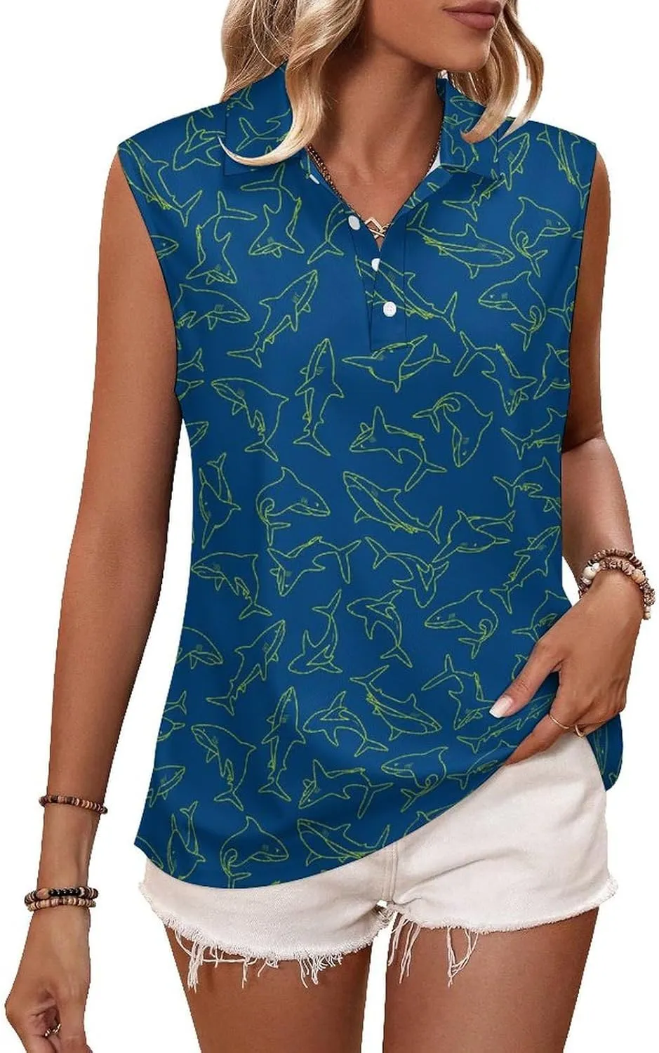 Women's Sleeveless Polo Golf Shirts Polo Tennis Workout Tank Tops Lightweight Tennis Athletic Ladies Tank Top
