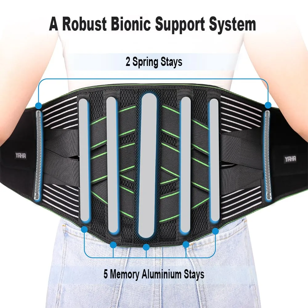 YAHA Back Brace for Lower Back Pain Relief for Women/Men with Lumbar Pad, Back Support Belt with 7 Stays for Heavy Lifting, Sedentariness, Breathable Lumbar Support for Herniated Disc, Sciatica - XXL