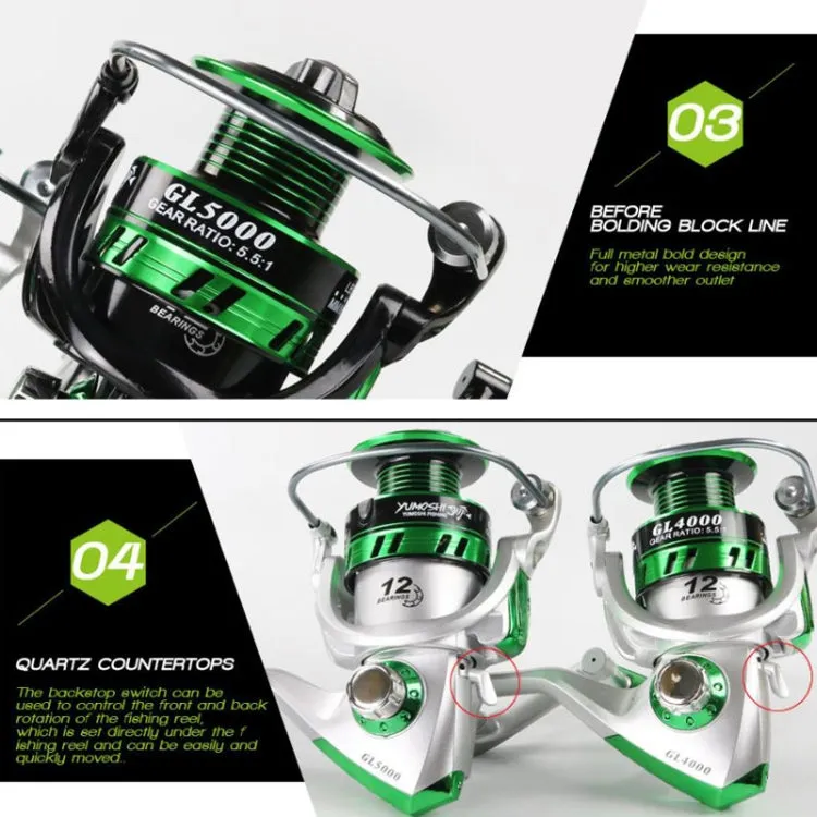 YUMOSHI GL Series Fishing Lines Spinning Reel, Specification: GL5000 Silver