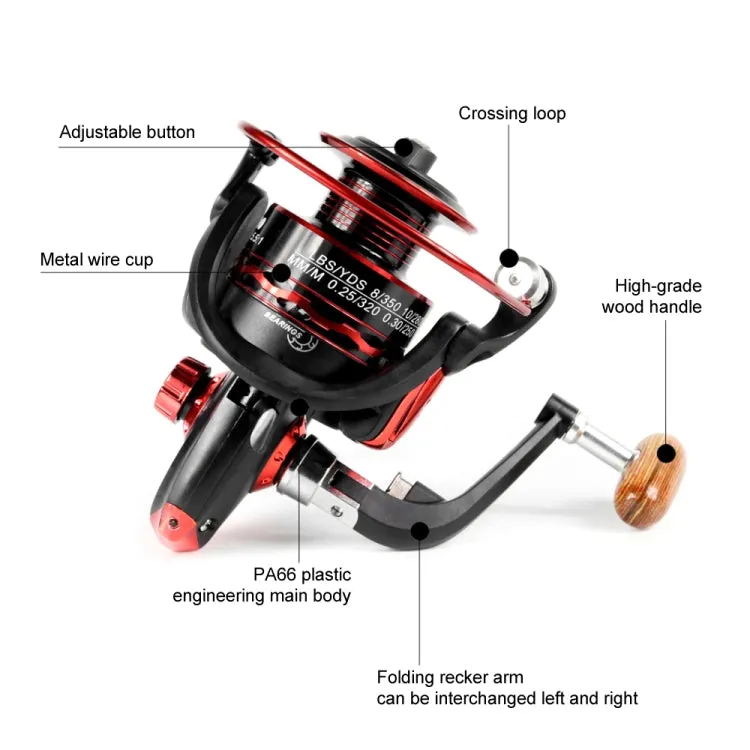 YUMOSHI JX2000 Wooden Handlebar Metal Head Fishing Reel Spinning Wheel