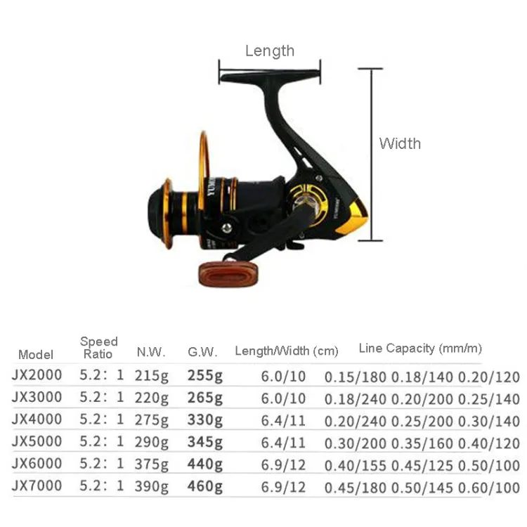 YUMOSHI JX6000 Metal Spinning Fishing Reel