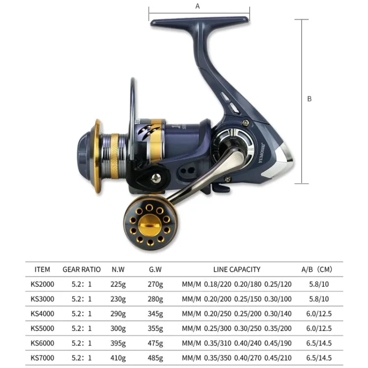 YUMOSHI KS6000 Spinning Fishing Reel Metal Rocker Metal Cup Reel